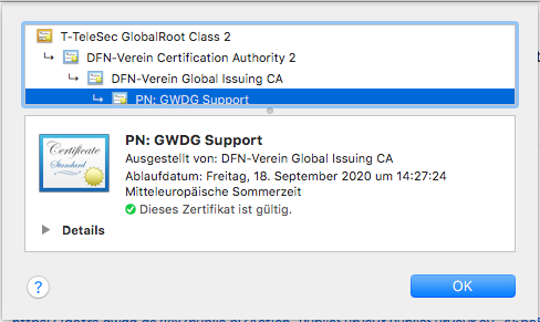 E-Mail Detail-Fenster Zertifikat